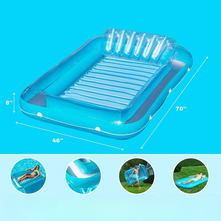 Oppblåsbar Liggestol for Voksne Ribbet PVC med Hodepute og Koppholdere 4