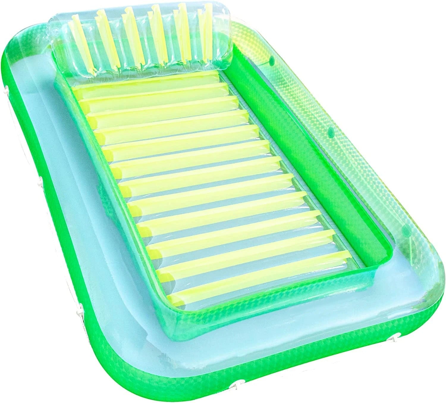 Oppblåsbar Liggestol for Voksne Ribbet PVC med Hodepute og Koppholdere 5
