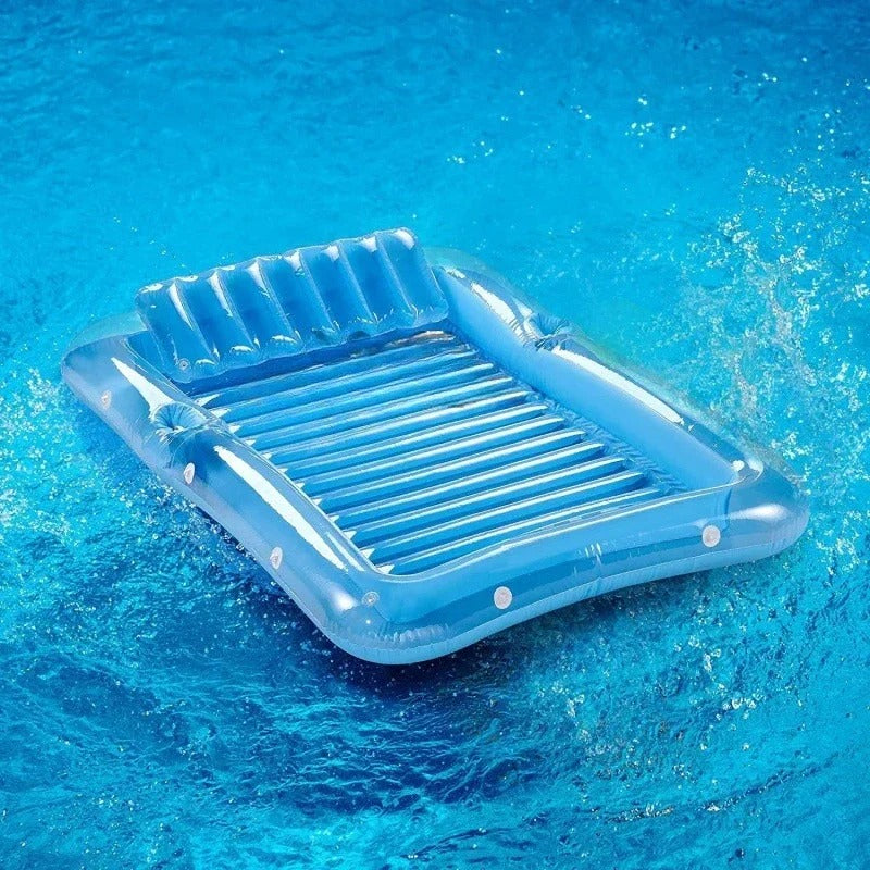 Oppblåsbar Liggestol for Voksne Ribbet PVC med Hodepute og Koppholdere 7