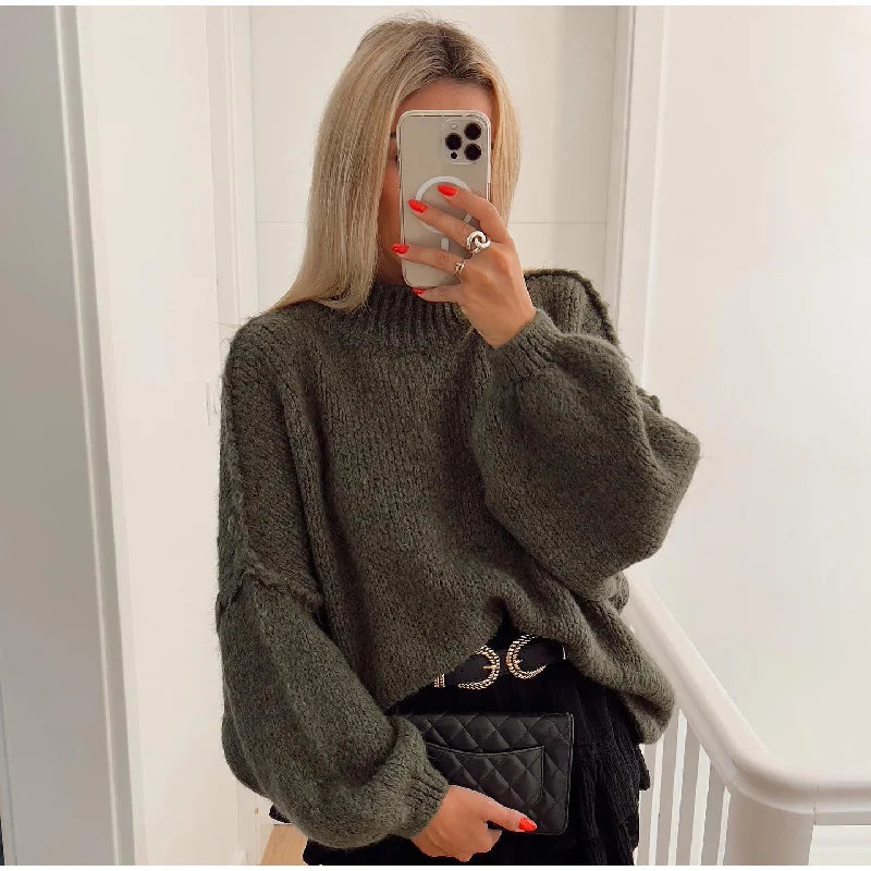 Oversize Strikkegenser Dame med Ståkrage - Komfortabel og Tidløs Fashion 5
