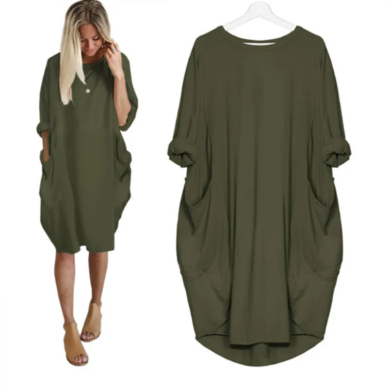 Oversized Kjole med Runder Hals og Dype Lommer 12