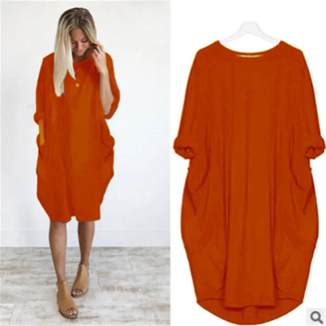 Oversized Kjole med Runder Hals og Dype Lommer 13