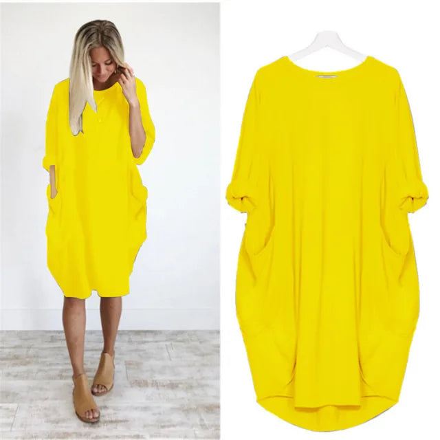 Oversized Kjole med Runder Hals og Dype Lommer 14