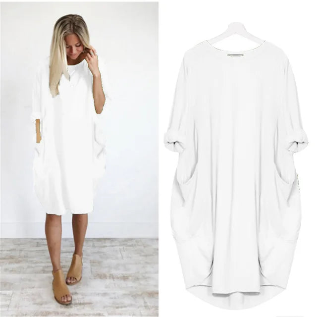 Oversized Kjole med Runder Hals og Dype Lommer 15