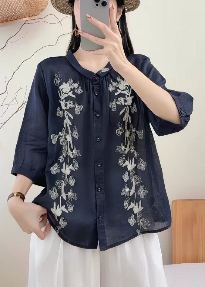 Oversized Skjorte Dame med Sommerfugl Design 1