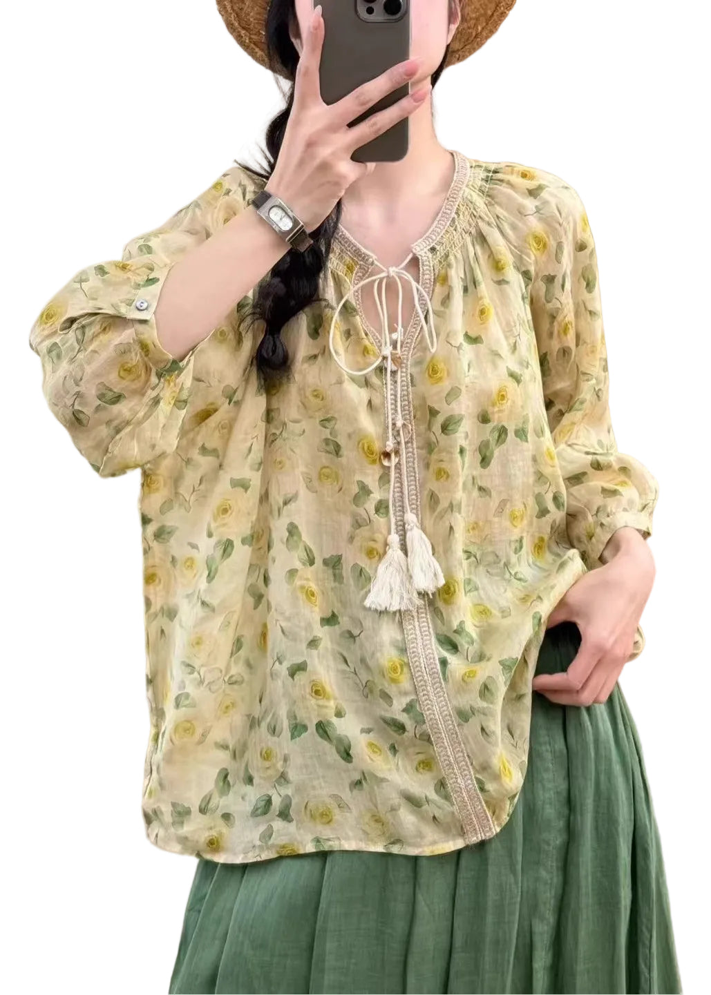 Oversized Skjorte Dame med Unikt Print 0