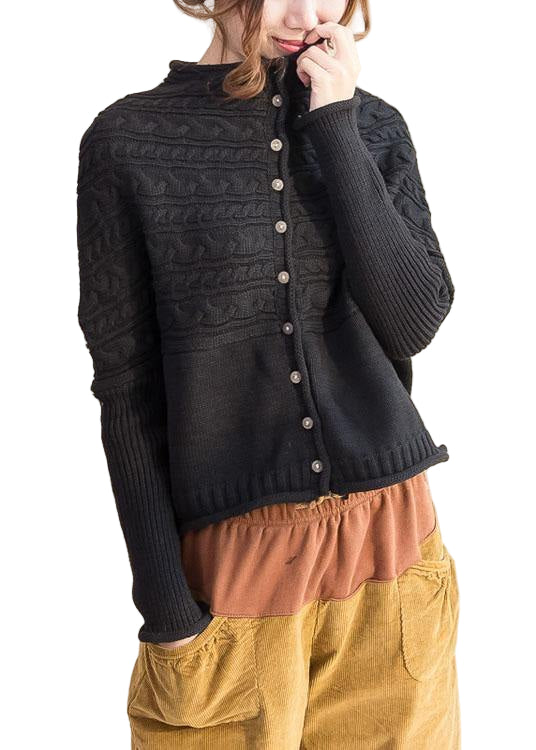 Oversized Strikket Cardigan med Knappelukking for Damer 0
