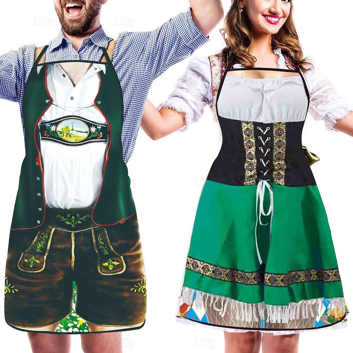 Par Schürzen i Oktoberfest-stil med Humor 0