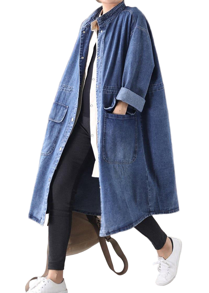 Plus Size Box Coat med Ståkrage og Snøring 0