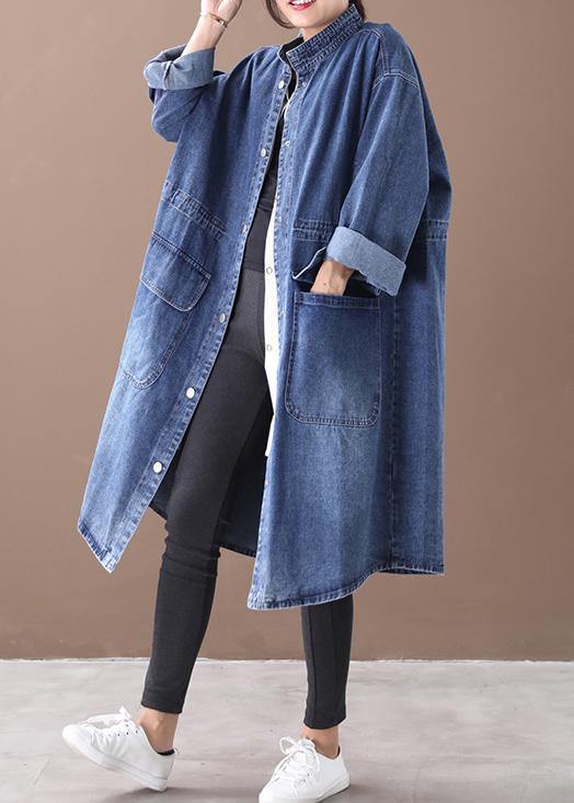 Plus Size Box Coat med Ståkrage og Snøring 2