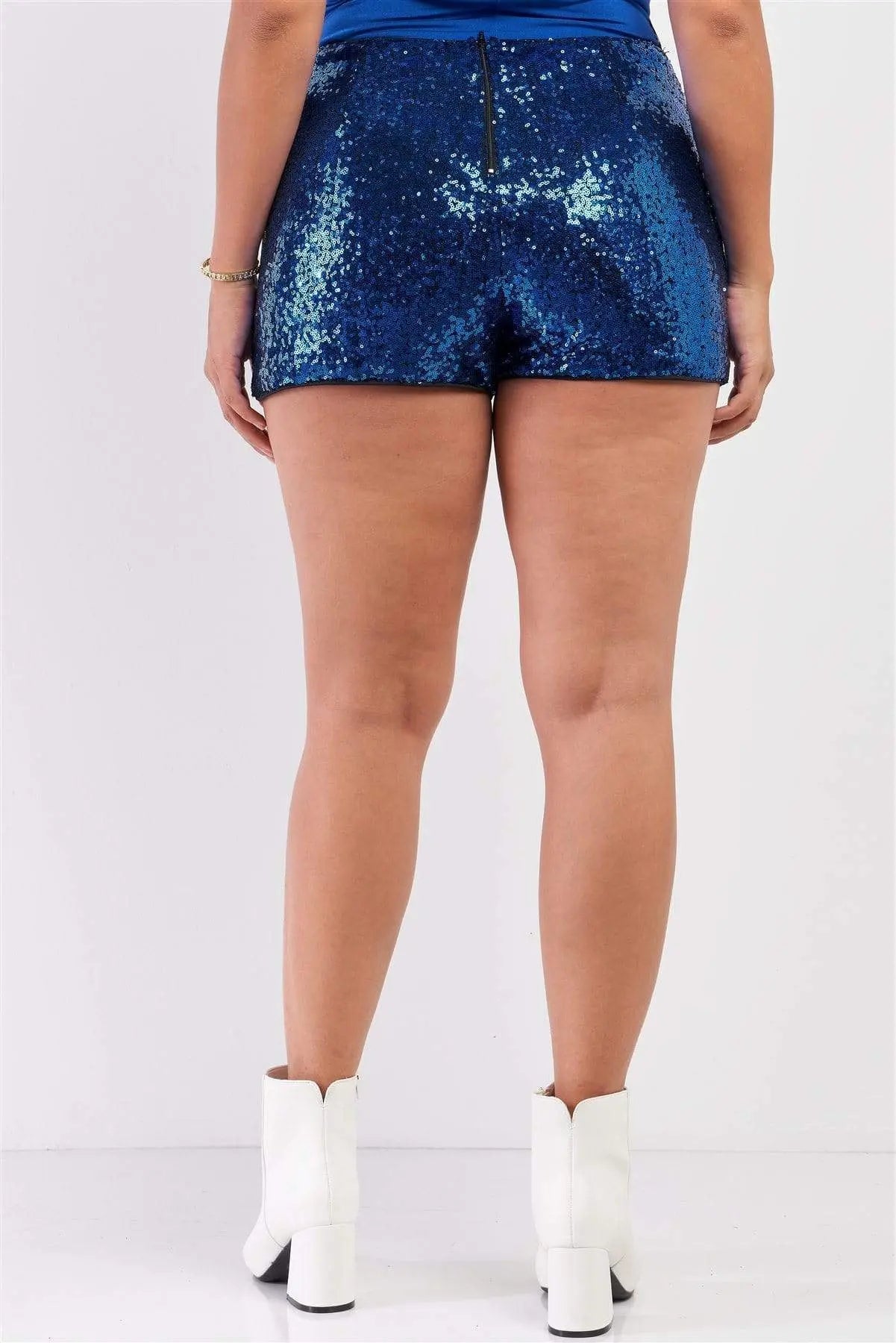 Plus Size Mini Shorts Høy Midje Paljetter 100% Polyester 2