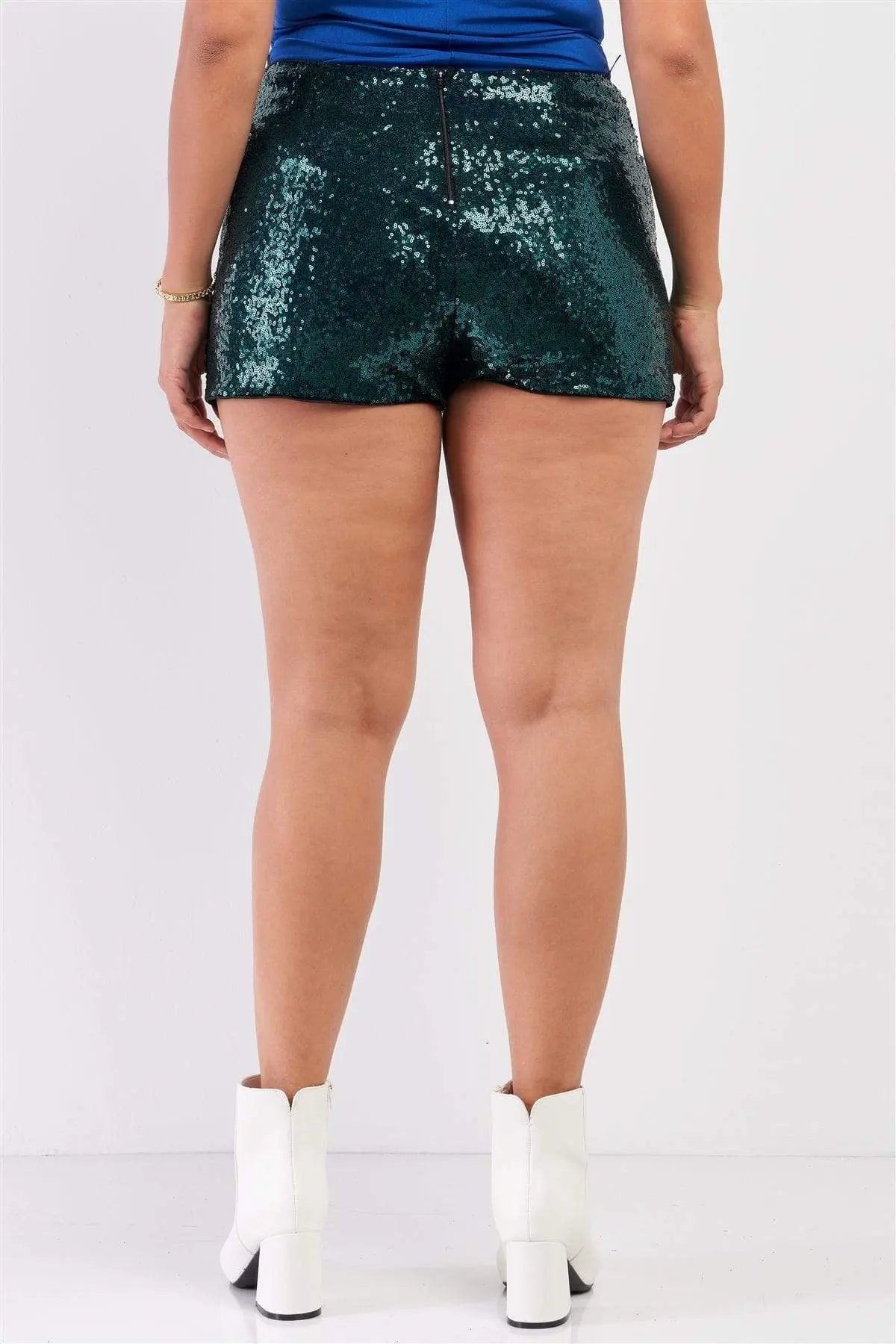 Plus Size Mini Shorts Høy Midje Paljetter 100% Polyester 5