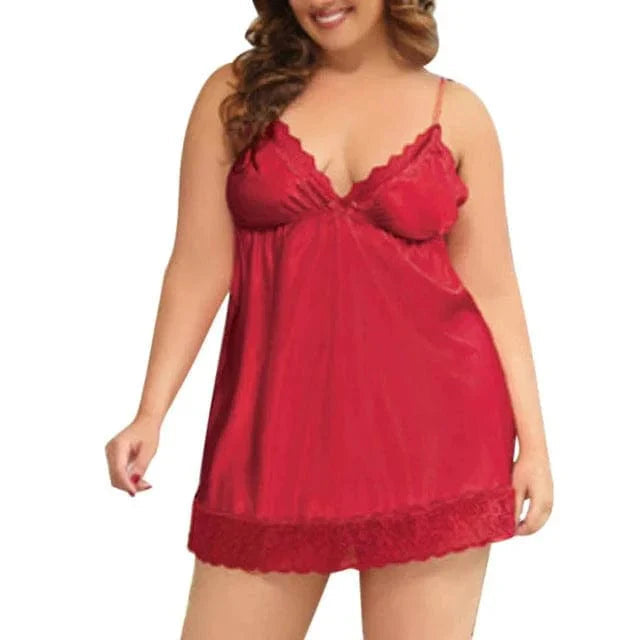 Plus Size Nattkjole med Blonde Detaljer 10