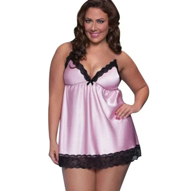 Plus Size Nattkjole med Blonde Detaljer 6