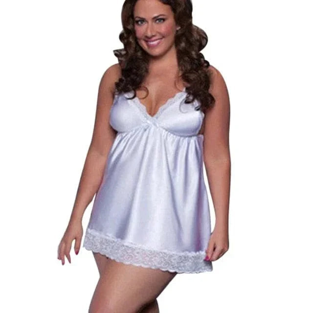 Plus Size Nattkjole med Blonde Detaljer 7
