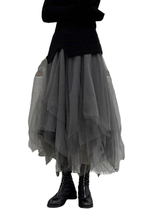 Plus Size Tulle Skjørt med Grå Patchwork 0