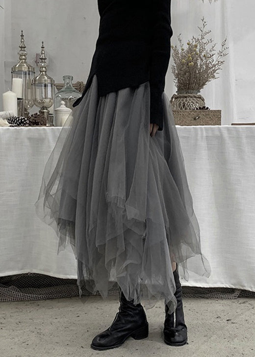 Plus Size Tulle Skjørt med Grå Patchwork 3