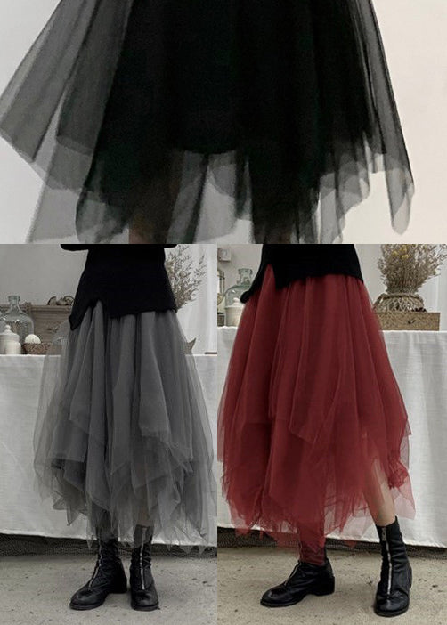 Plus Size Tulle Skjørt med Grå Patchwork 4