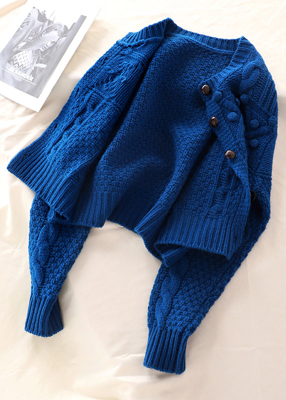 Plus Size Women's Knitted Sweater with Button Details 0
