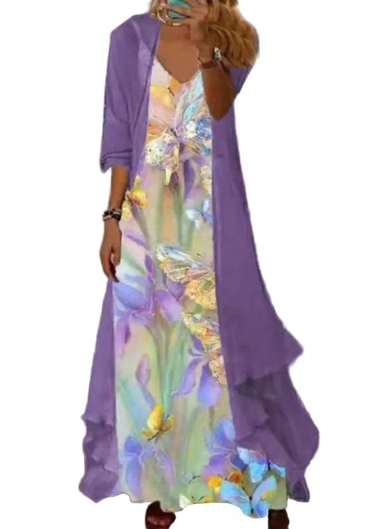 Plus Size Women's V-Neck Two-Piece Set 0
