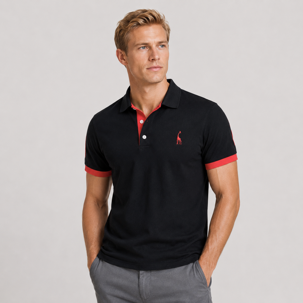 Herre Polo Skjorte Klassisk Design Med Avslappet Passform