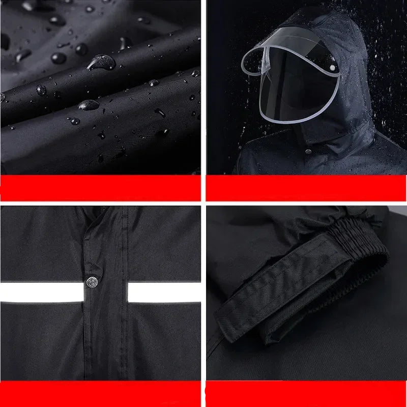 Regnsett for Menn - Vanntett Jakke og Bukser i PVC-Gummi til Motorsykkel og Elektrisk Sykkel 2