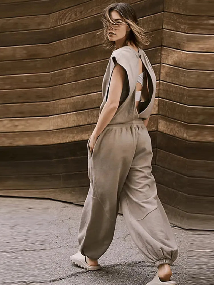 Dame Jumpsuit Uformell med Snor i Midjen Polyester-5