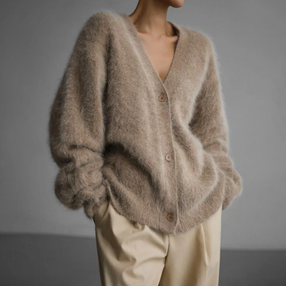 Dame Strikkejakke Elegant Myk Strikket Akryl 1