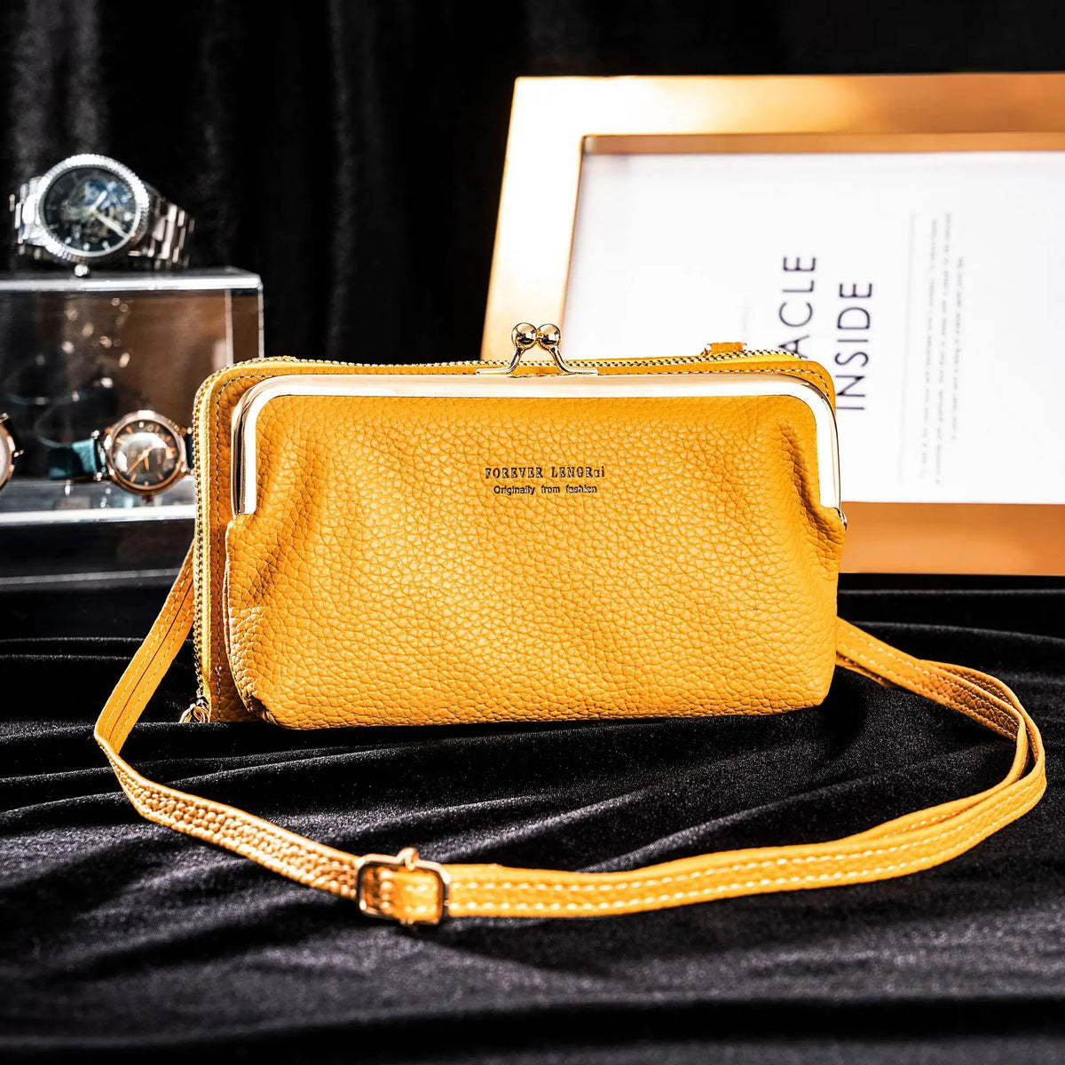 Dame Veske Multifunksjonell PU-lær med Tverrformet Lukking 5