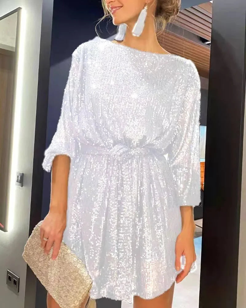 Dame Festkjole Glitter Paljetter Polyester Elegant Selskapskjole 3