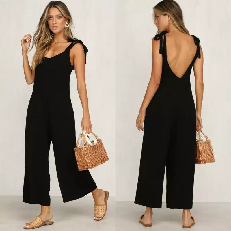 Dame Jumpsuit Ermeløs Åpen Rygg Lett Stoff-5