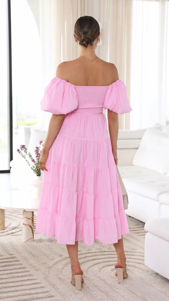 Damekjole Off-Shoulder Midi Myk Pustende Stoff-4