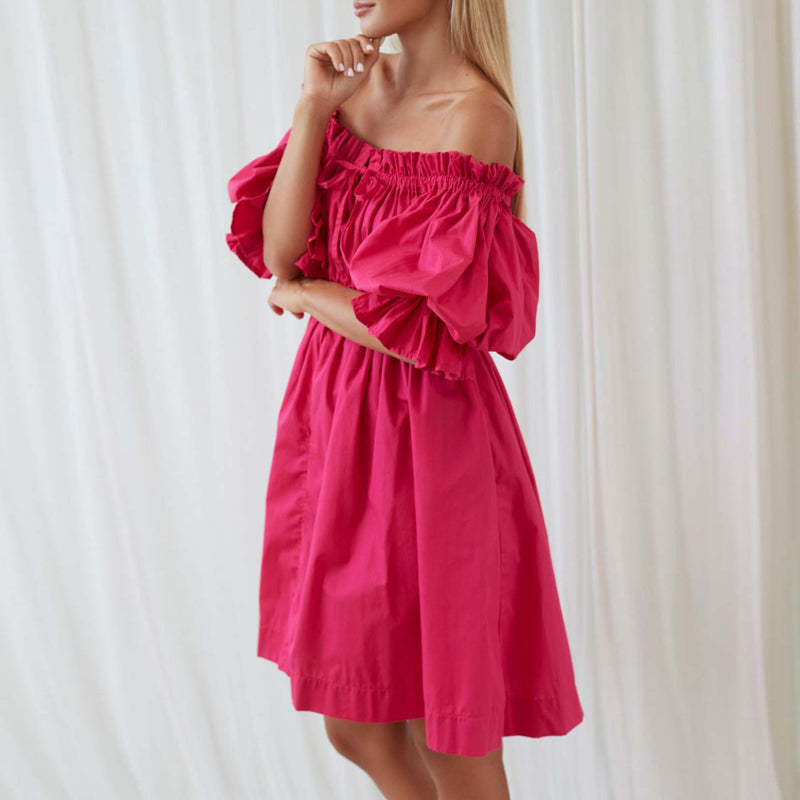 Dame Minikjole Off-Shoulder Puffet Ermer Polyester-2