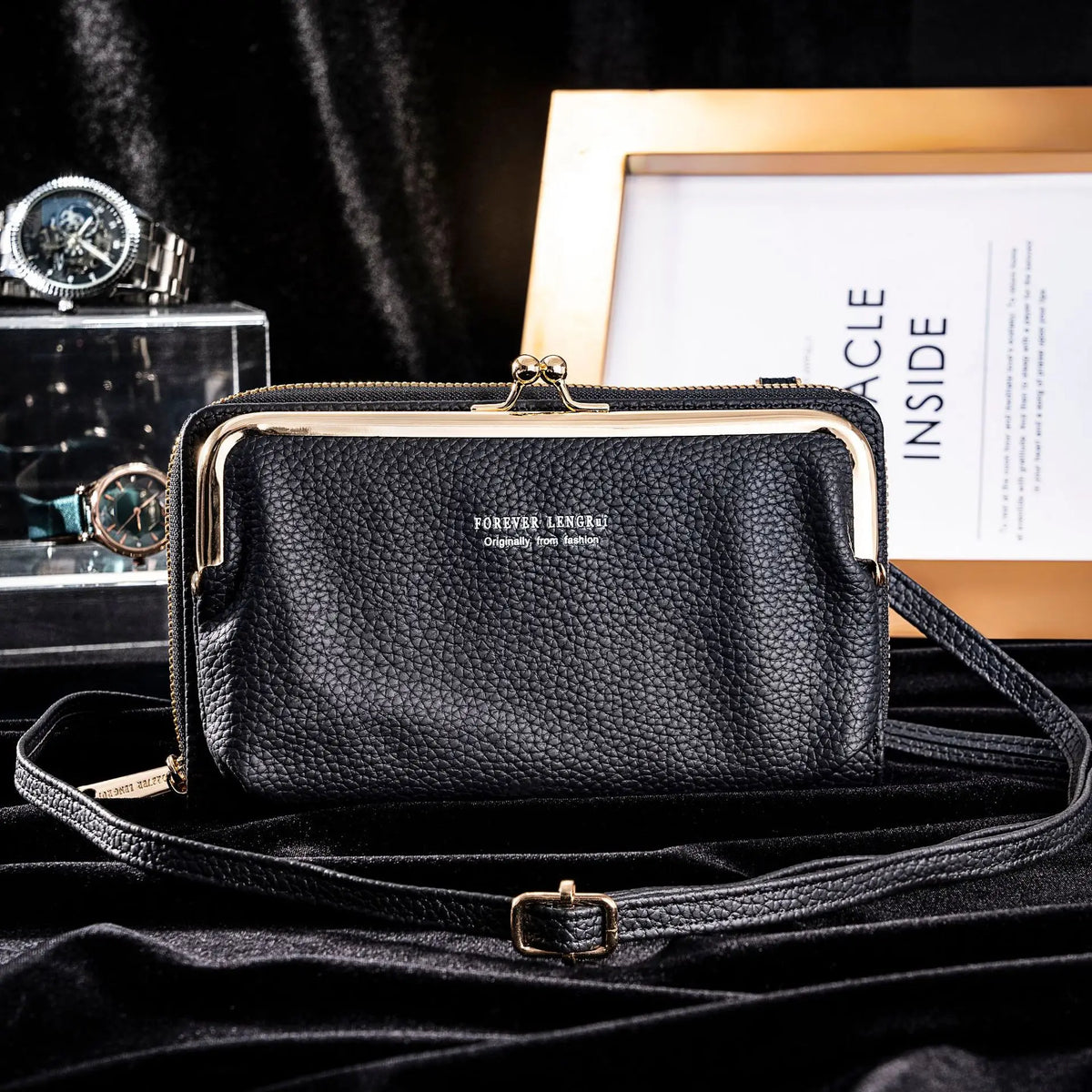 Dame Veske Multifunksjonell PU-lær med Tverrformet Lukking 6