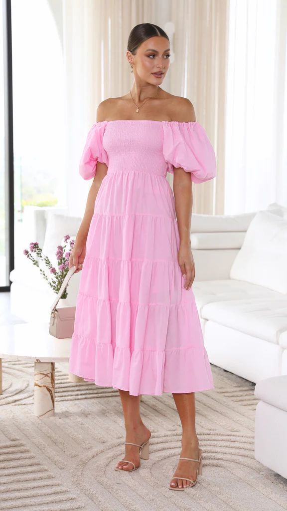 Damekjole Off-Shoulder Midi Myk Pustende Stoff-2