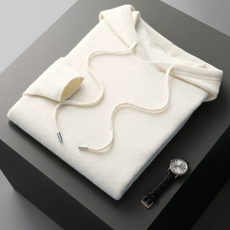 Variant image for Herre Hættetrøye Beige Komfortabel Uldblanding Casual Myk 80% Ull 20% Polyester-15