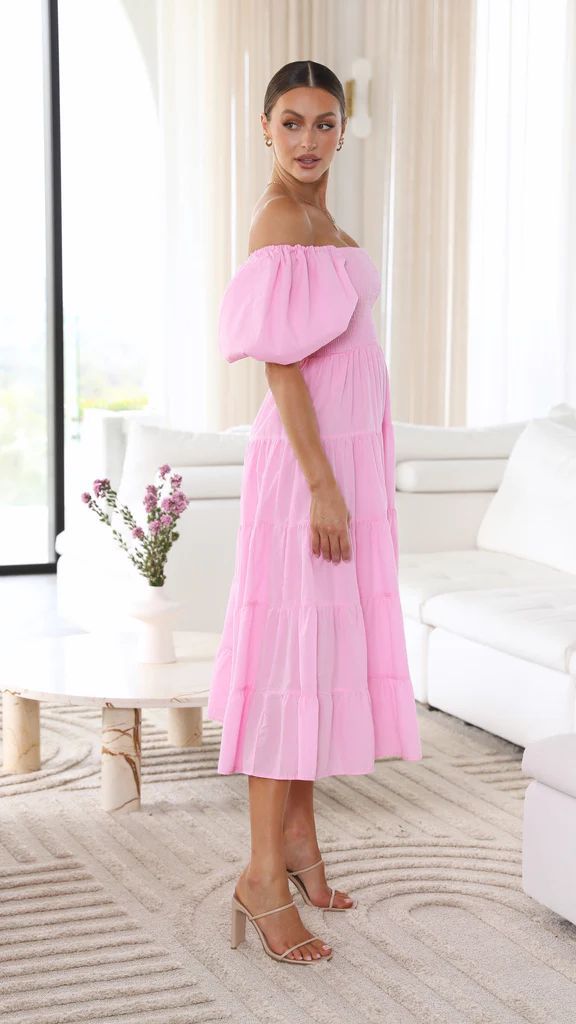 Damekjole Off-Shoulder Midi Myk Pustende Stoff-3