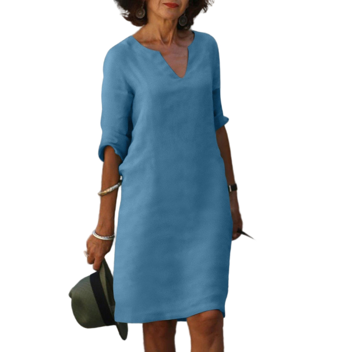 Dame Sommerkjole Elegant Design Lett Stoff-4