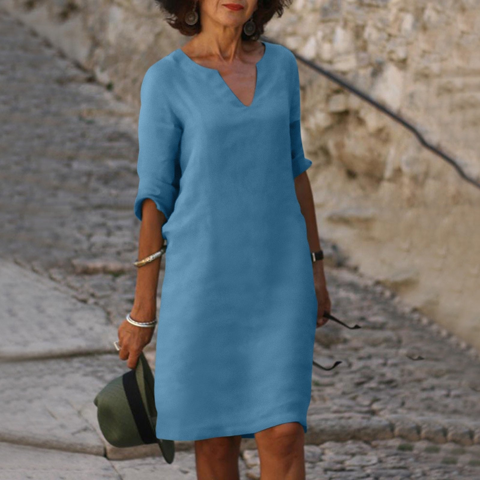 Dame Sommerkjole Elegant Design Lett Stoff-4