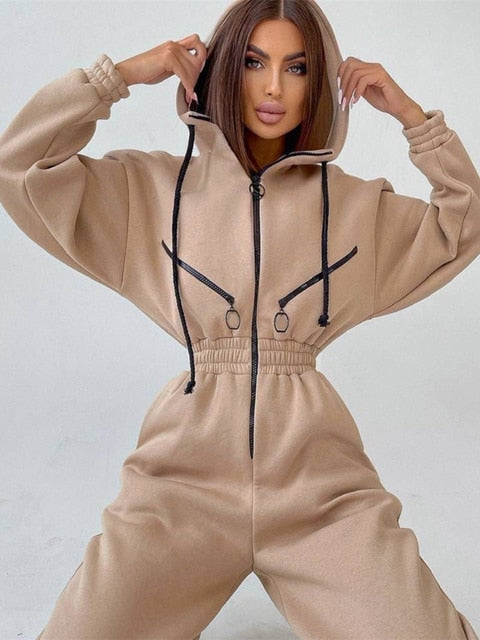 Variant image for Dame Jumpsuit Uformell Stil med Hette og Glidelås i Bomullsblanding-25