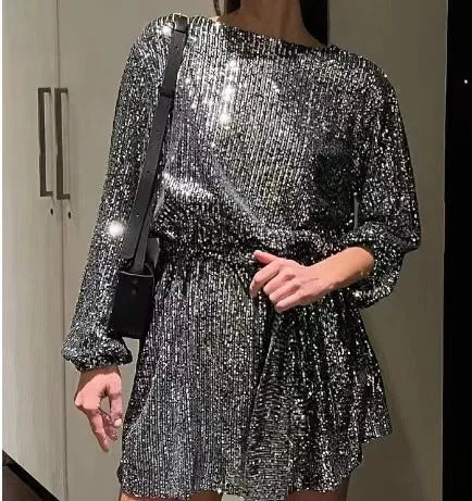 Dame Festkjole Glitter Paljetter Polyester Elegant Selskapskjole 1