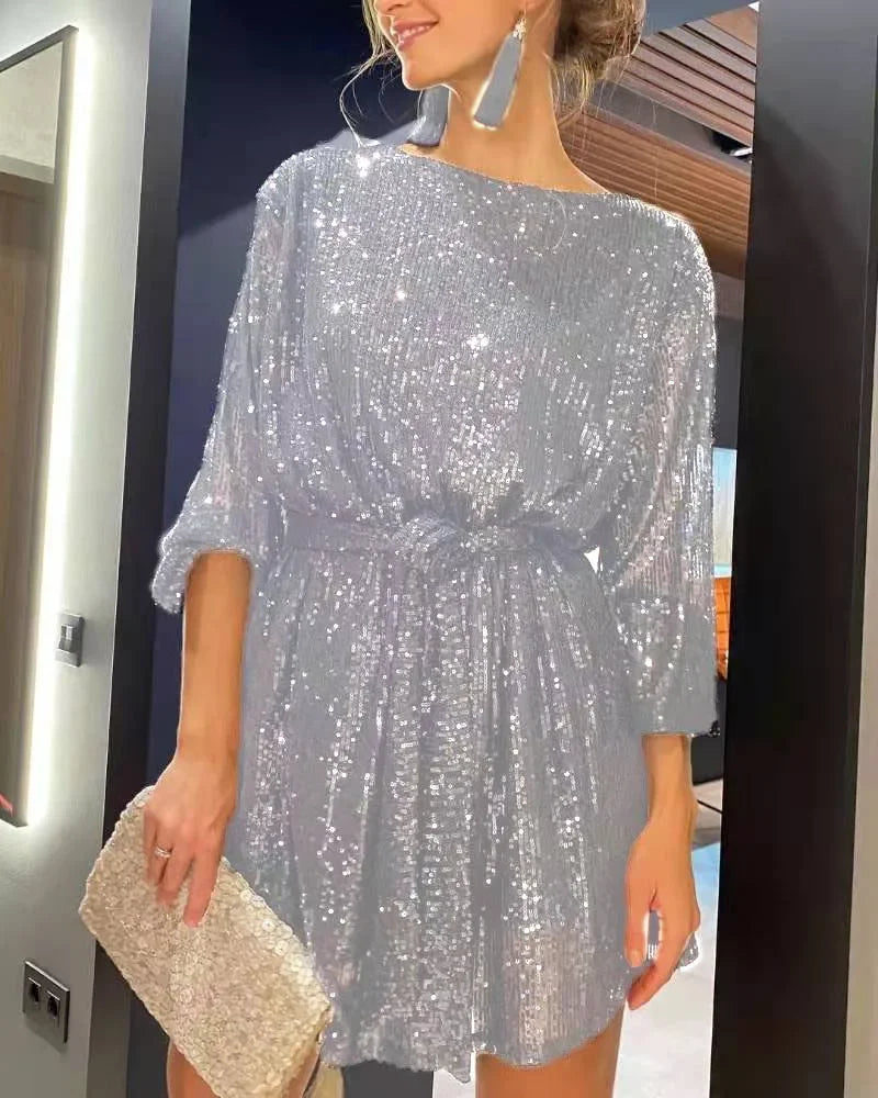 Dame Festkjole Glitter Paljetter Polyester Elegant Selskapskjole 5