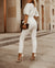 Dame Jumpsuit V-hals Halv Ermer Polyester Elegant Komfortabel-5