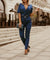 Dame Jumpsuit V-hals Halv Ermer Polyester Elegant Komfortabel-2
