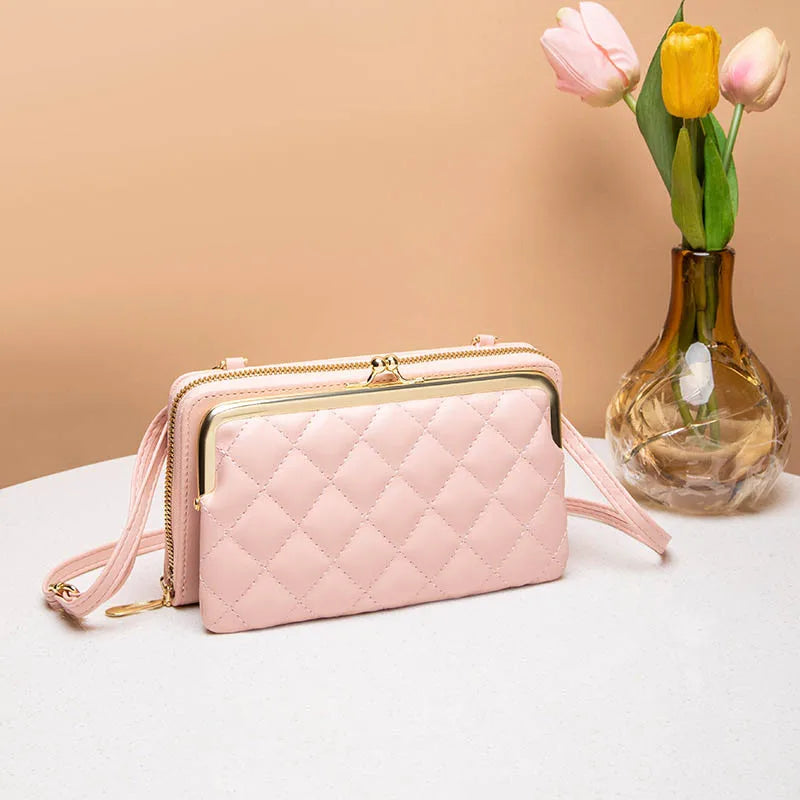 Dame Crossbody Veske Kompakt Vegansk Lær Justerbar Rem 4