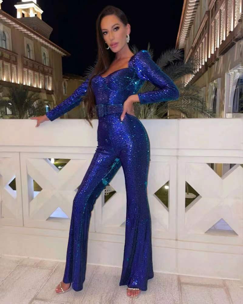 Dame Jumpsuit Elegant Langermet Polyester Slank Passform-1