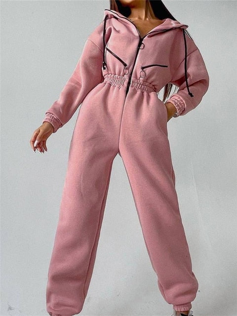 Variant image for Dame Jumpsuit Uformell Stil med Hette og Glidelås i Bomullsblanding-24