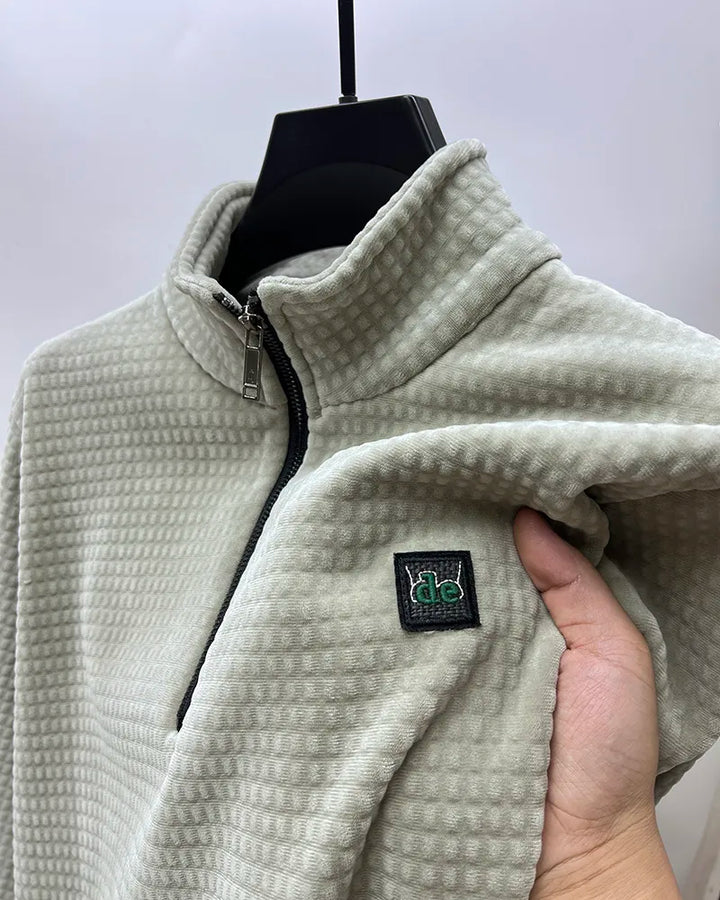 Herre Halv Zip Genser i Myk Alpaka Fleece-1