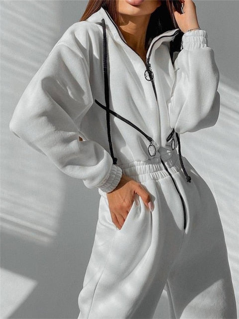 Variant image for Dame Jumpsuit Uformell Stil med Hette og Glidelås i Bomullsblanding-31