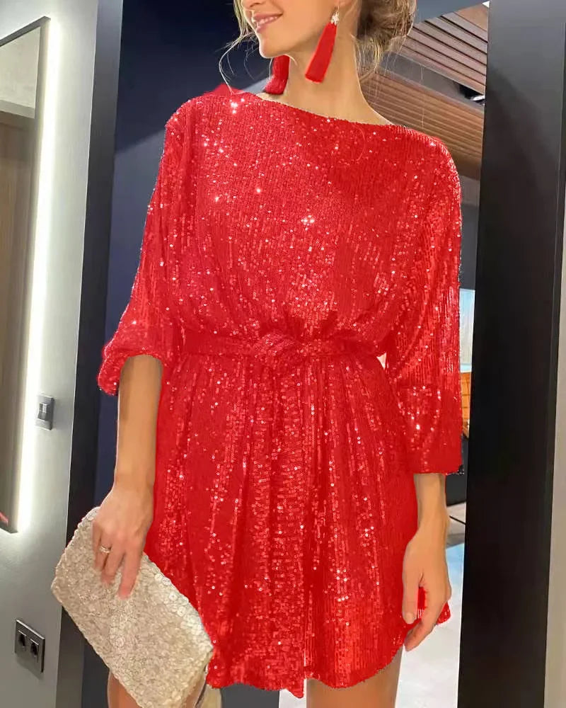 Dame Festkjole Glitter Paljetter Polyester Elegant Selskapskjole 4